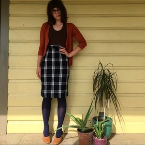 ModCloth Erudite Energy Plaid Pencil Skirt